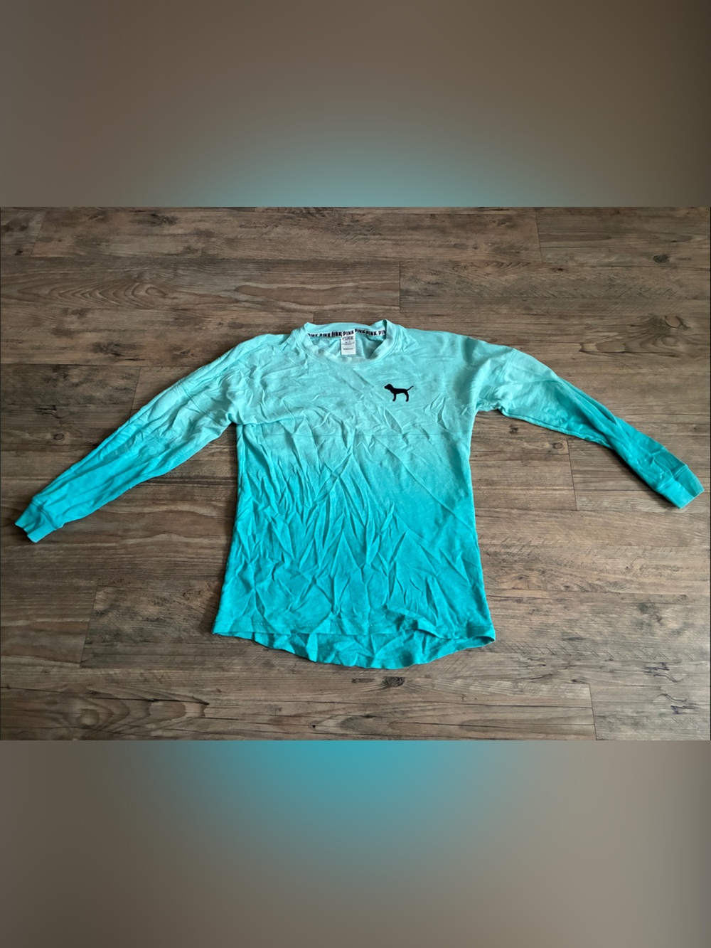 PINK Victoria's Secret Ombre Teal Long Sleeve Tee